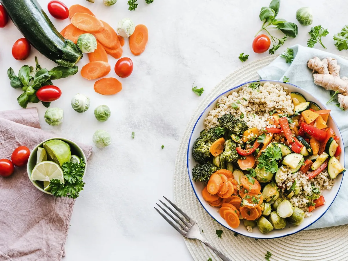 A colorful everyday meal prepared with vegetables and familiar ingredients